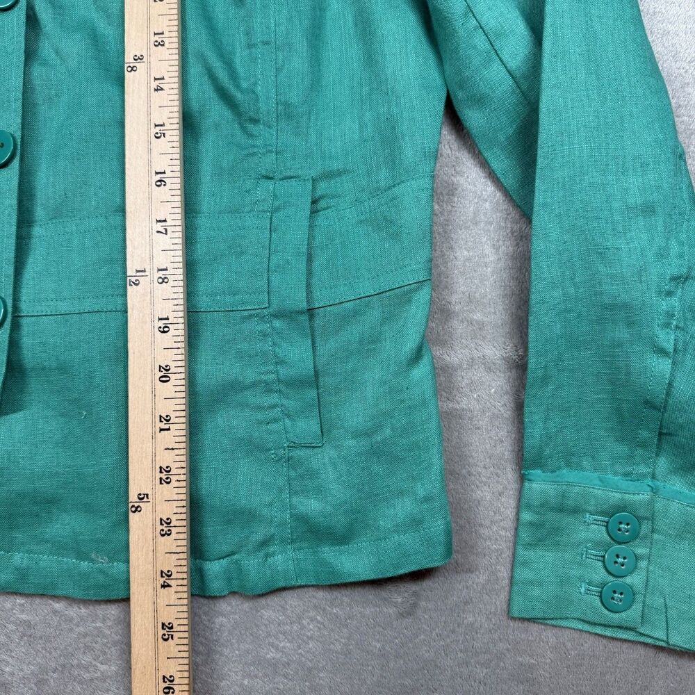 Coldwater Creek Jacket Womens 12 Green Linen Button Front Celebrate Your Spirit - Picture 5 of 9